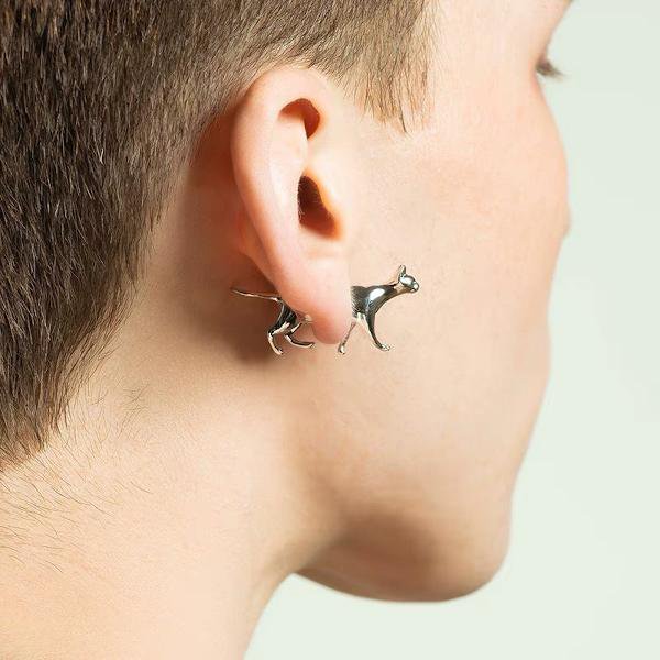 Cat front & back earring